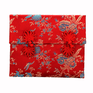 高档刺绣结婚彩礼袋提亲下聘礼聘金礼金袋布艺锦缎装3-10万元红包