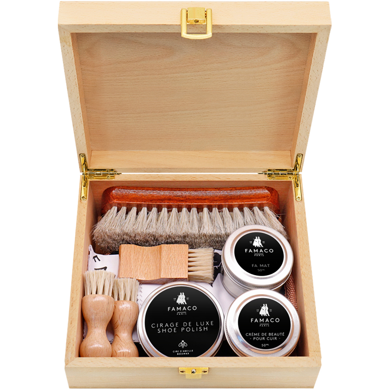famaco进口鞋油套装擦皮鞋真皮绵阳油护理无色黑色补色打鞋蜡神器