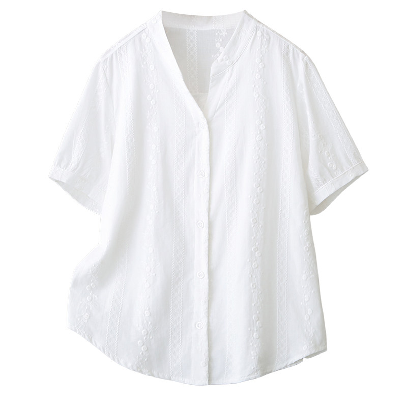 刺绣休闲简约显瘦短袖衬衣