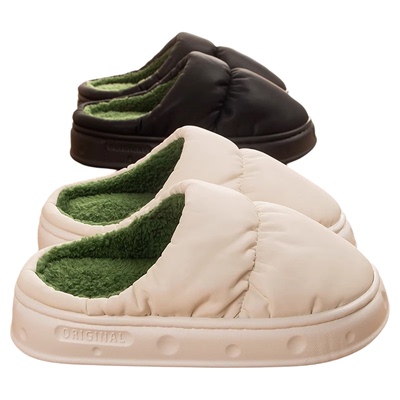 买一送一防水棉拖鞋女秋冬室内家居2025新款情侣男冬季防滑防寒