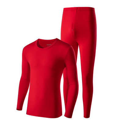 袋鼠保暖内衣加绒加厚男士红色秋衣秋裤套装冬季本命年