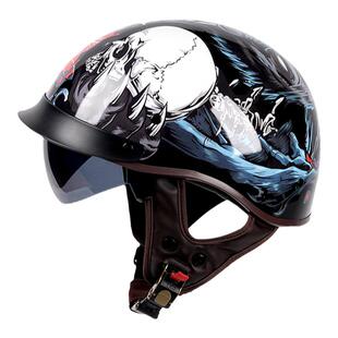 美式复古头盔哈摩托车半盔德式机车瓢盔四季日式巡航雷电动车男女