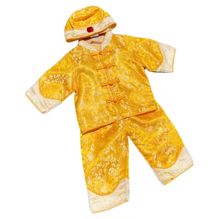 宝宝抓周礼服男春秋唐装新中式婴儿抓周礼服男宝百日抓周宴衣服