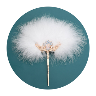 天艺羽毛芭蕉扇子采耳工具白色羽毛芙蓉扇采耳SPA扫刷脸享受工具