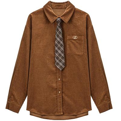 LAGOGO琥珀高智学院风灯芯绒衬衫