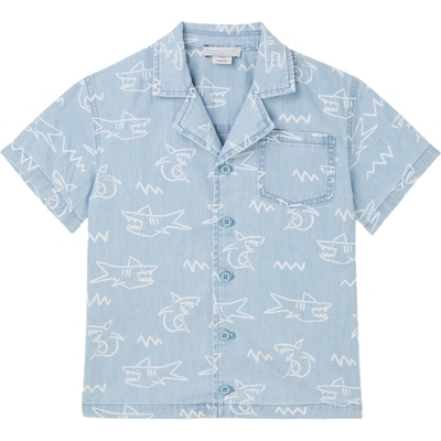【折扣】Stella McCartney Kids男童古巴领印花牛仔布衬衫