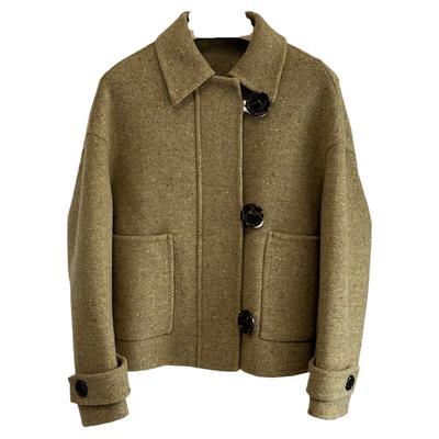 山羊绒安哥拉羊毛大纽扣外套大衣