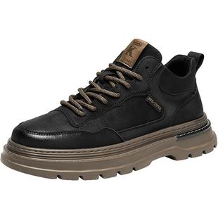 马丁靴男2026新款春季休闲百搭英伦复古低帮板鞋厚底增高工装皮鞋