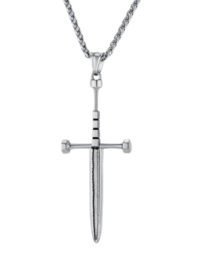男钛钢中世纪骑士十字架长剑项链