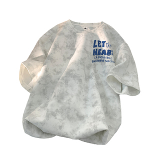 美式扎染短袖T恤男2025新款夏季宽松ins青少年重磅潮流圆领上衣