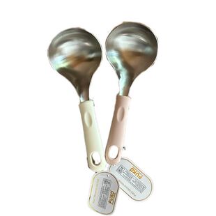 *Fish store*韩式不锈钢汤勺硅胶短手柄盛粥加厚火锅勺调羹