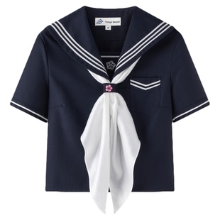 东京岁时记jk夏季新款绀色短袖水手服套装小个子日系校服制服上衣