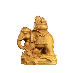 黄杨木雕大象中式木质雕刻家居饰品客厅玄关办公室装饰送礼摆件