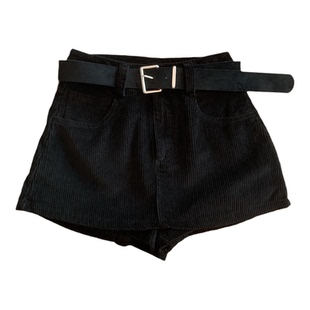 美拉德复古咖啡色灯芯绒半身裙女秋冬新款短裤裙辣妹短裙配长靴子