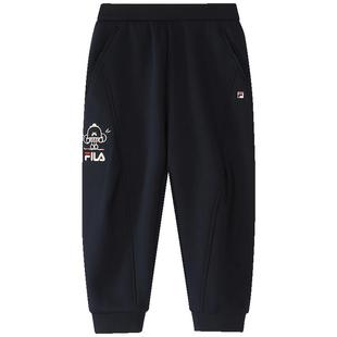 FILA KIDS斐乐童装男小童长裤2026春季新款儿童加绒保暖针织裤