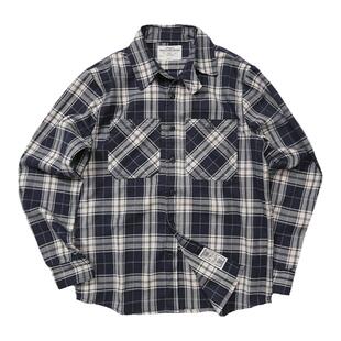 Emomo男女款中性经典格纹免熨烫磨毛日系工装双口袋格子衬衣衬衫