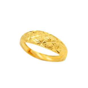 光面戒指女仿黄金黄铜镀金沙金满天星情侣戒指个性简约开口可调节