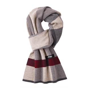 JEEP SPIRIT吉普围巾男士冬季百搭加绒加厚保暖围脖送男友礼盒装