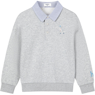 hazzys哈吉斯童装男童卫衣2026春新中大童索罗娜学院风翻领上衣