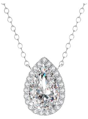 简约水滴梨形奢华吊坠项链3克拉