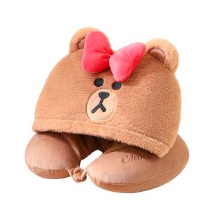 带帽午睡u型枕旅行靠枕便携式颈枕高铁长途飞机可爱u形枕睡觉神器