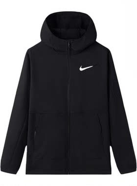 Nike耐克加绒外套男秋冬新款跑步训练宽松运动连帽夹克DQ6594-010