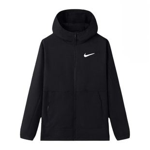 Nike耐克加绒外套男秋冬新款跑步训练宽松运动连帽夹克DQ6594-010