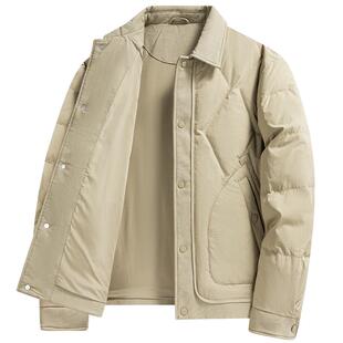 MindBridge2025年冬翻领保暖外套简约通勤厚款夹克男士轻薄羽绒服