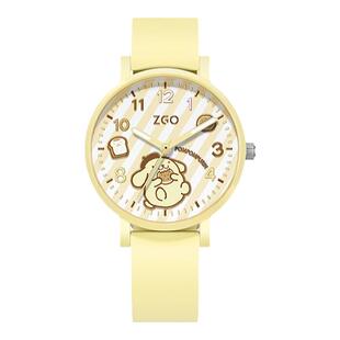 正港ZGO三丽鸥布丁狗儿童手表女孩6到12岁中小学生夜光黄色指针表