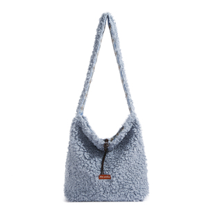 羊羔毛包包女2025秋冬新款时尚甜美学院风托特包大容量通勤毛绒包