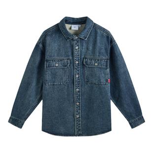 Fun商场同款时尚牛仔宽松版牛仔衬衫FMC44302L