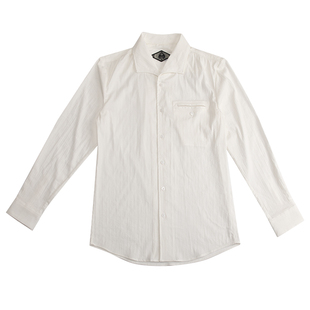 SOARIN意式那不勒斯衬衫男 松弛高级感一片领瀑布袖条纹长袖衬衣