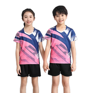 女童羽毛球服乒乓球服男童儿童排球跳绳衣服运动训练队服套装印字