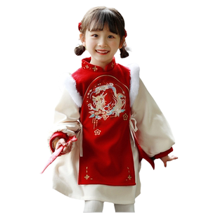 拜年服女童冬季儿童过年喜庆衣服宝宝抓周礼服新年服唐装汉服冬装