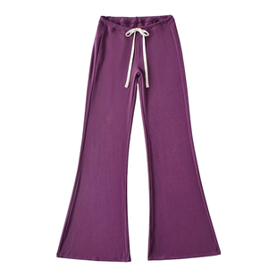 YoungGirlDay慵懒风低腰抽绳微喇显腿长垂垂裤休闲瑜伽裤拖地长裤