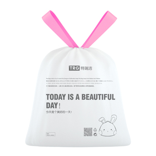 特瑞洁家用加厚垃圾袋自动收口特厚一次性中号手提式穿绳束口袋子