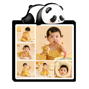 宝宝照片定制趴趴熊猫六宫格相框摆台洗照片摆件相片框家居相框