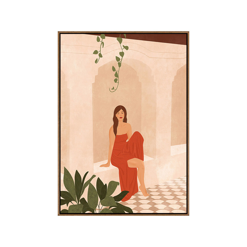 波普风抽像ins卧室床头挂画 北欧风格人物女孩温泉装饰画客厅壁画