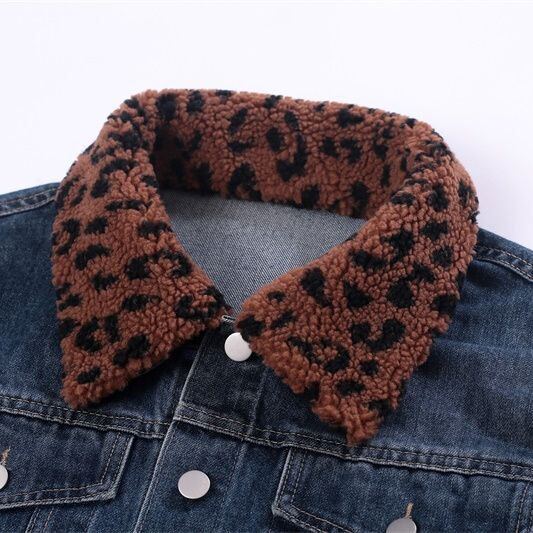 冬季毛毛领单假领子女男女通用皮衣夹克牛仔扣眼衣领可拆卸装饰领