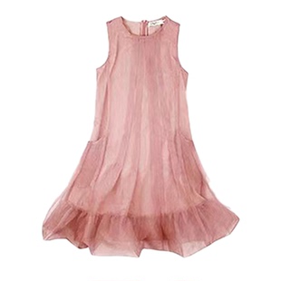 桔梗法式仙女无袖背心连衣裙夏季森系甜美高级感超仙花苞网纱裙子