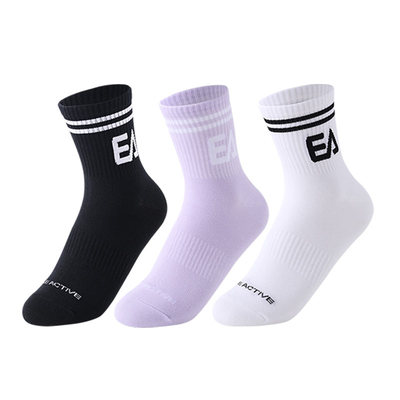 ELLEActive休闲字母女中筒袜棉