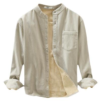 立领加绒保暖灯芯绒长袖衬衫