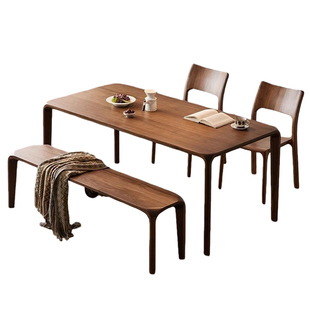 中古风实木餐桌轻奢简约松木吃饭桌榫卯原木大板桌子家用客厅书桌