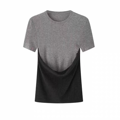 艾诺丝2026春短袖显瘦针织两件套