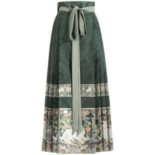 玉兔望月 清水溪汉初原创 汉服女装织金补服仿妆花马面裙四色可选