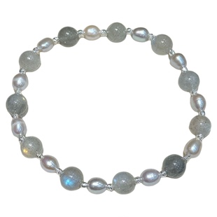 s925纯银天然淡水珍珠手链女灰月光石手串轻奢小众精致手饰高级感