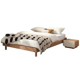 全友家居原木风无床头床榻榻米卧室地台床架新款实木脚家具单人床