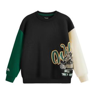 安踏儿童加绒卫衣男童卫衣2025秋冬少年顽家潮酷长袖上衣保暖上衣