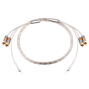 杨阳 发烧唱臂信号线双绞编镀银双莲花带地线LP黑胶RCA唱机音频线