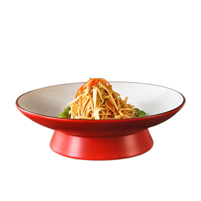 酒店中式哑光红色高脚会所果盘